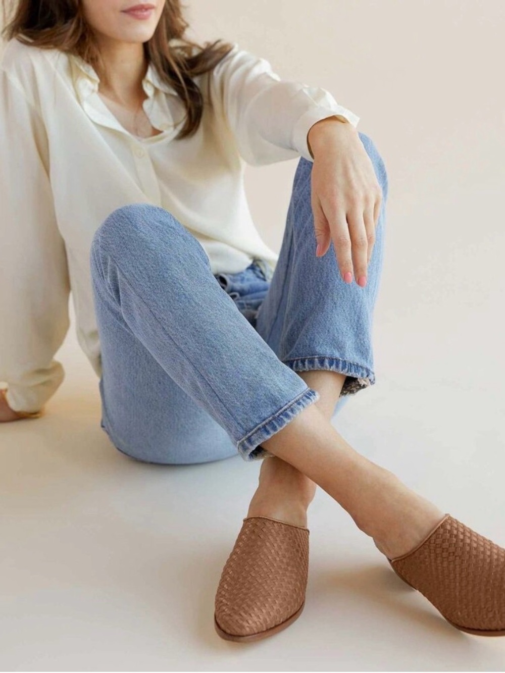 Nisolo Alma Woven Almond Mule Size 9